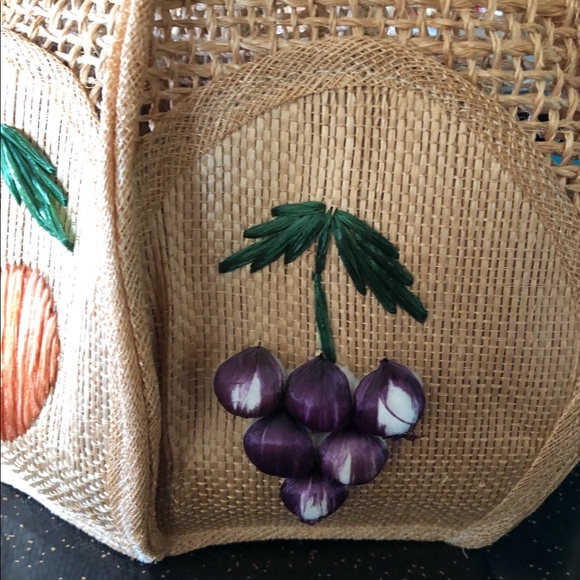 SOLD Vintage 1940s Purse straw bag Souvenir fruit - Picture 5 of 6